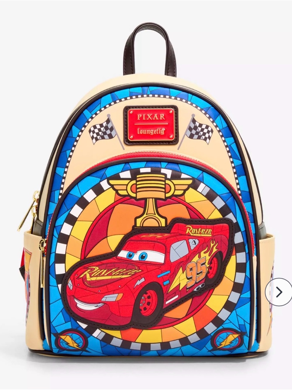 Loungefly Pixar Lightning McQueen Mini Backpack - Red, Blue, Cream